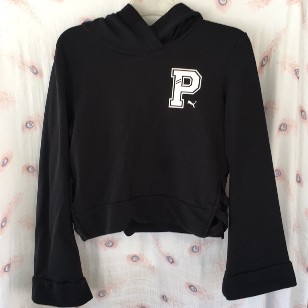 Puma crop top side lace-up hoodie M